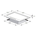 Plaque de Cuisson Encastrable FOCUS F4006BS 5 Feux 70cm - Noir