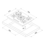Plaque de Cuisson FOCUS F417B 5 Feux 75 cm Noir